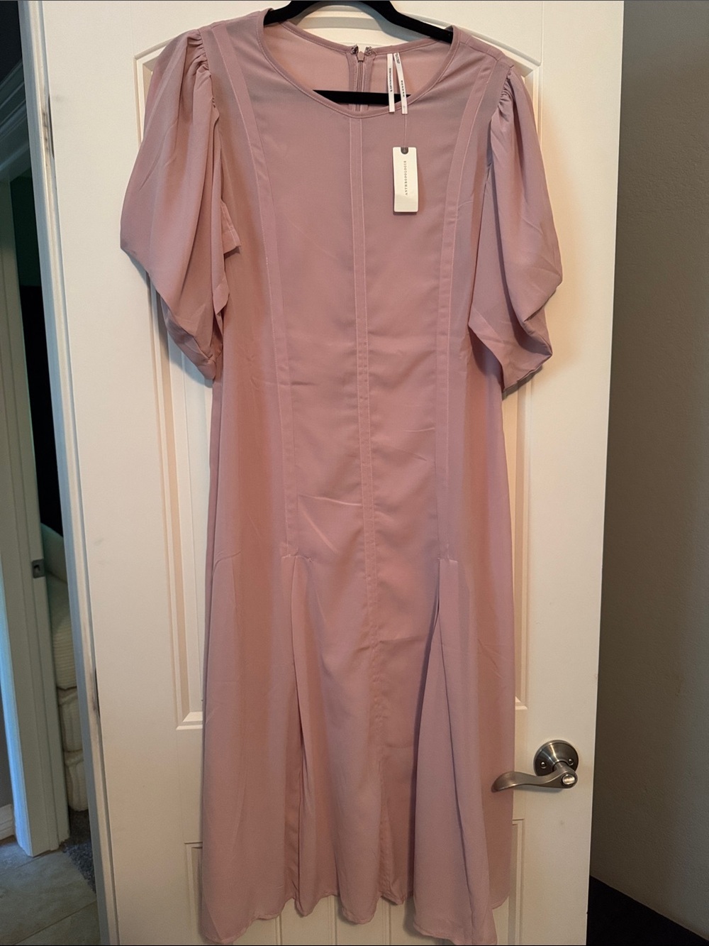 By Anthropologie Modern Sheer Midi Dress in blush pink NWT 12 feminine coquette - Picture 2 of 10